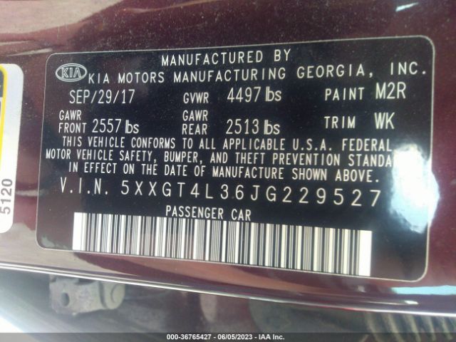 5XXGT4L36JG229527 KIA Optima Lx