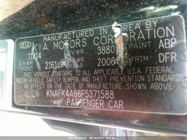 KNAFK4A66F5371588 KIA FORTE LX