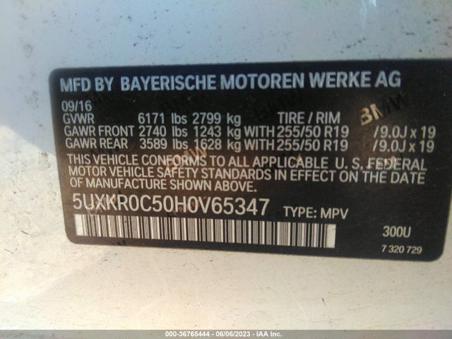 BMW X5 Xdrive35i 2017 5UXKR0C50H0V65347 Image 9