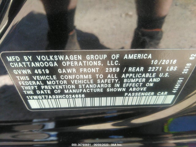 1VWGT7A33HC024856 Volkswagen Passat 1.8t Se W/technology