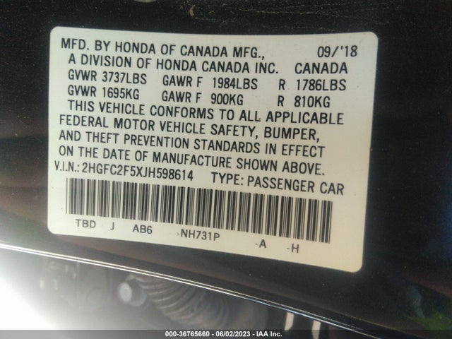 Honda Civic Sedan Lx 2018 2HGFC2F5XJH598614 Image 9