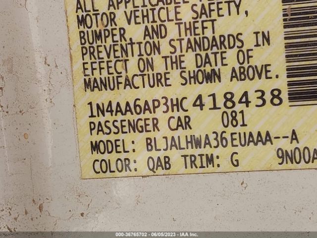 1N4AA6AP3HC418438 Nissan Maxima Platinum