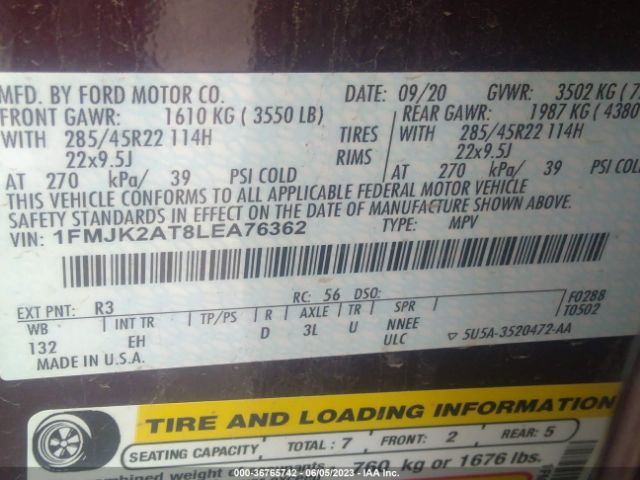 1FMJK2AT8LEA76362 Ford Expedition Limited Max