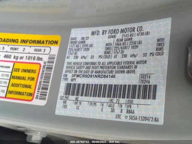 3FMCR9D91NRD84146 Ford Bronco Sport Badlands