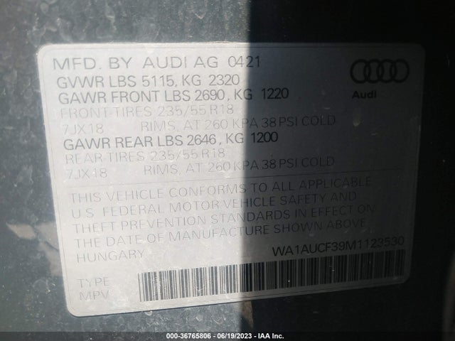 WA1AUCF39M1123530 Audi Q3 PREMIUM