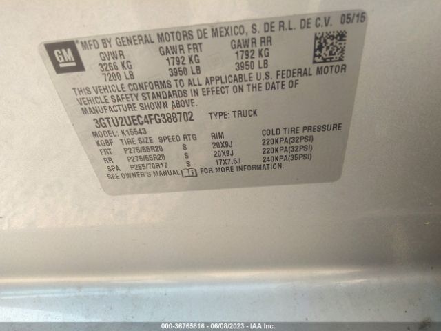 3GTU2UEC4FG388702 GMC Sierra 1500 Sle
