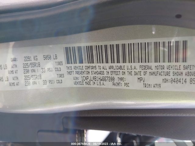 1C4PJLAB1HW667200 Jeep Cherokee Altitude