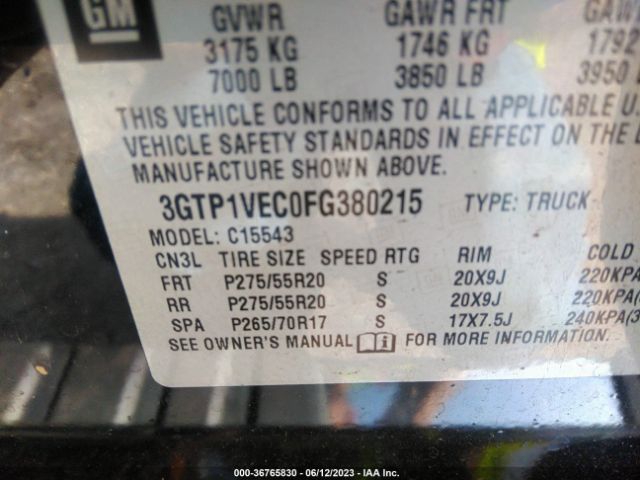 3GTP1VEC0FG380215 GMC Sierra 1500 Slt