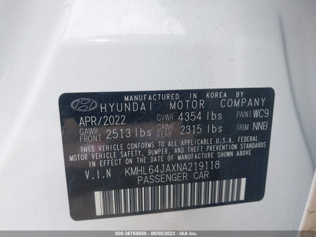 Hyundai SONATA SEL 2022 KMHL64JAXNA219118 Image 10