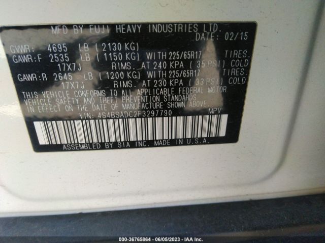 4S4BSADC2F3297790 Subaru Outback 2.5i Premium