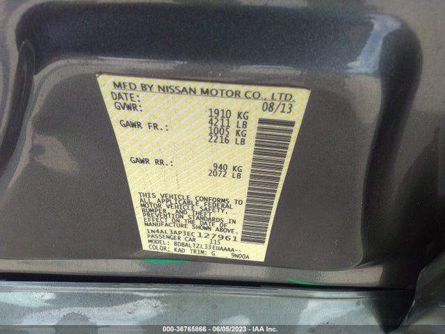 2014 NISSAN ALTIMA 2.5 SV VIN: 1N4AL3AP3EC127961
