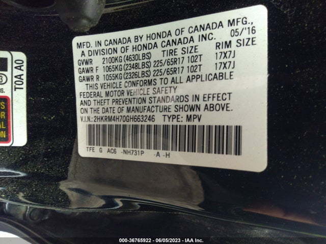 Honda Cr-v Ex-l 2016 2HKRM4H70GH663246 Image 9