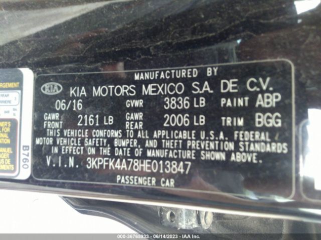 3KPFK4A78HE013847 KIA FORTE LX