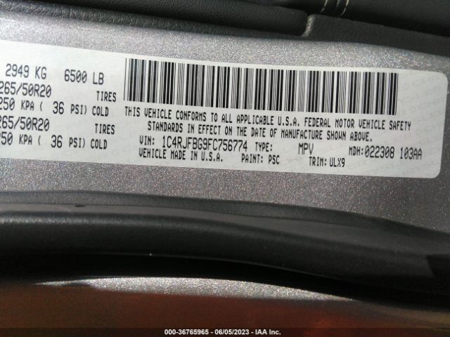 1C4RJFBG9FC756774 Jeep Grand Cherokee Limited