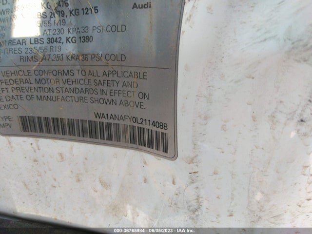 WA1ANAFY0L2114088 Audi Q5 Premium/titanium Premium