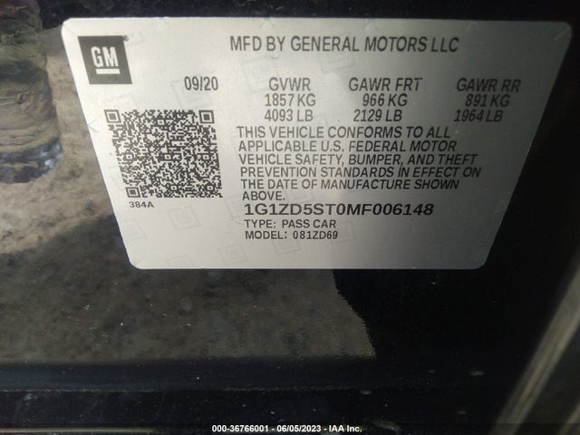 Chevrolet MALIBU LT 2021 1G1ZD5ST0MF006148 Image 9