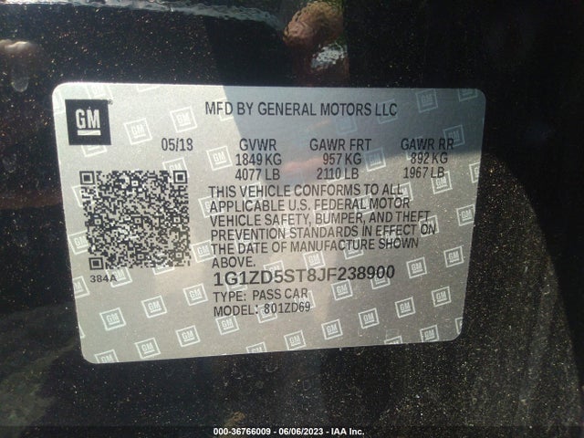 Chevrolet MALIBU LT 2018 1G1ZD5ST8JF238900 Image 9
