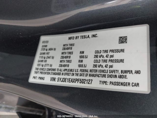 5YJ3E1EAXPF502127 Tesla MODEL 3