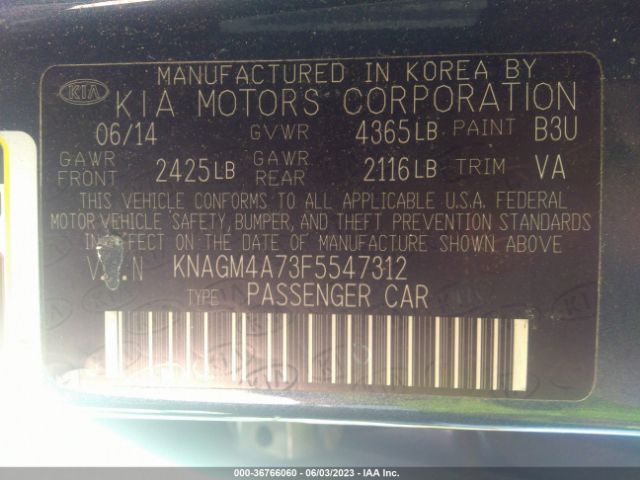 KNAGM4A73F5547312 KIA Optima Lx