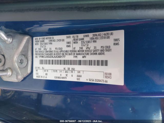 1FMCU0GDXJUC60177 Ford ESCAPE SE