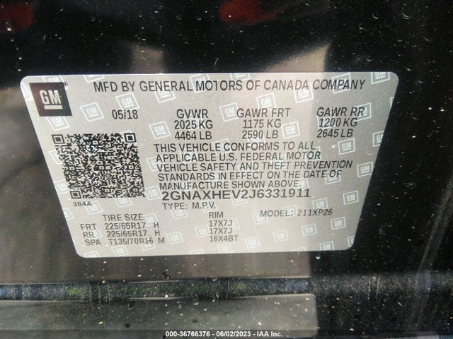 Chevrolet EQUINOX LS 2018 2GNAXHEV2J6331911 Image 11