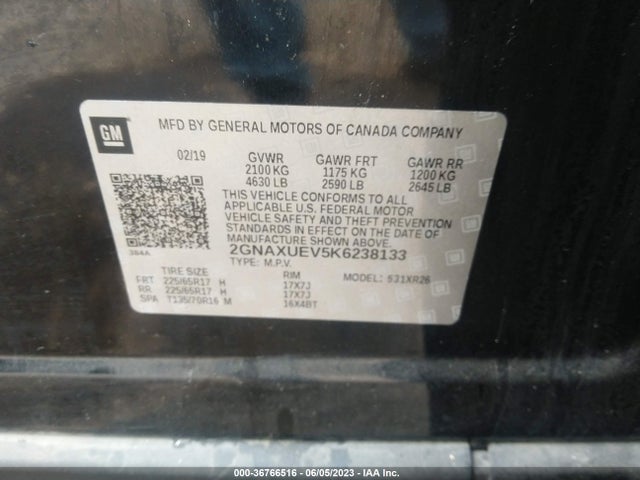 Chevrolet EQUINOX LT 2019 2GNAXUEV5K6238133 Image 9
