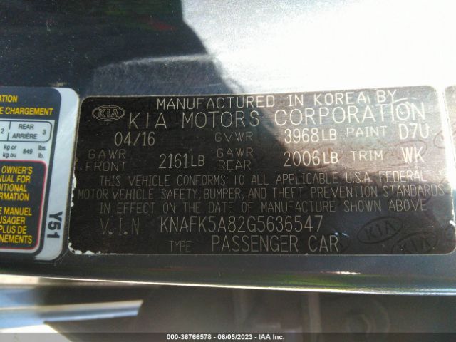 KNAFK5A82G5636547 KIA Forte 5-door Lx