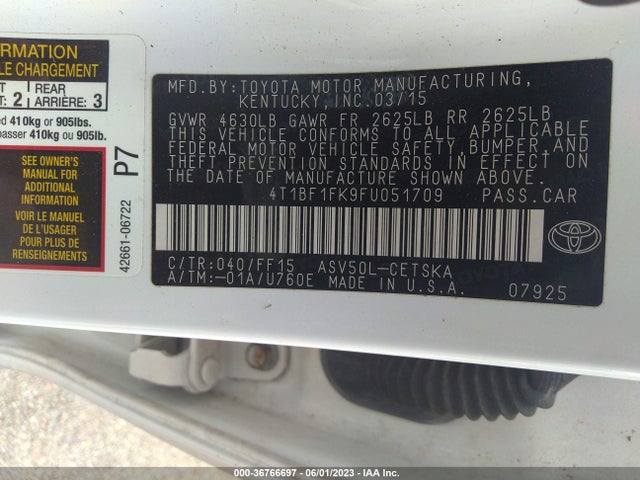 Toyota CAMRY SE 2015 4T1BF1FK9FU051709 Image 11