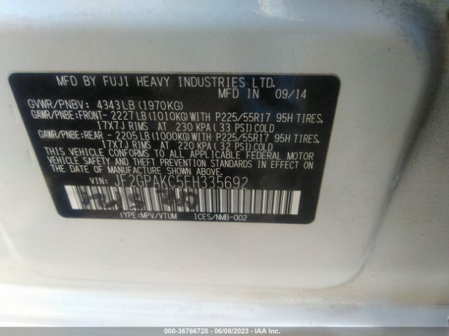 JF2GPAKC5EH335692 Subaru Xv Crosstrek Limited