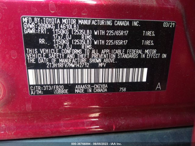 Toyota RAV4 LE 2021 2T3H1RFV7MW142712 Image 9