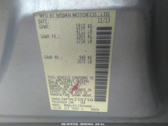 1N4AL3AP7EN250750 Nissan Altima 2.5 Sl