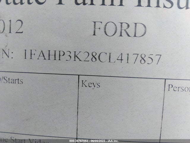 2012 FORD FOCUS SE VIN: 1FAHP3K28CL417857