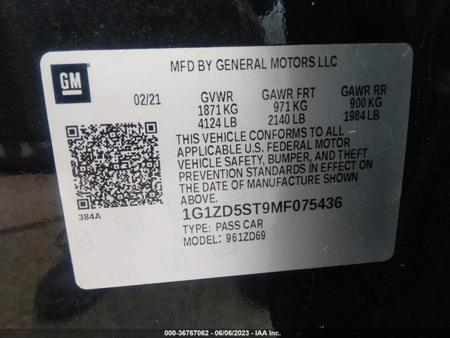 Chevrolet MALIBU LT 2021 1G1ZD5ST9MF075436 Image 11