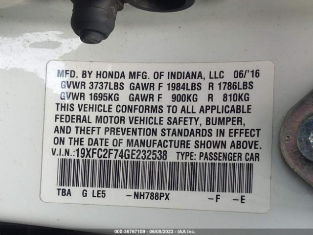19XFC2F74GE232538 Honda Civic Sedan Ex