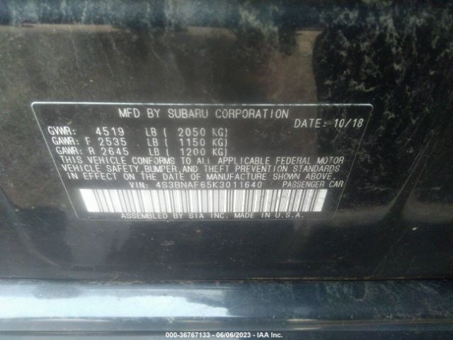 4S3BNAF65K3011640 Subaru Legacy Premium