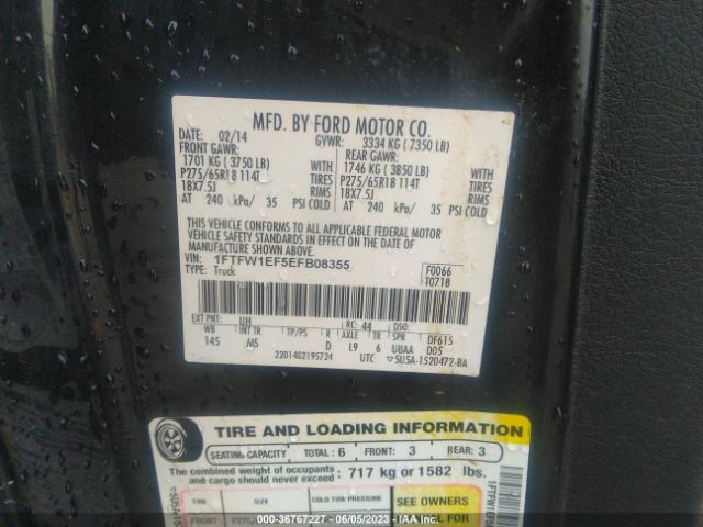 1FTFW1EF5EFB08355 Ford F-150 Xl/xlt/stx/fx4/lariat