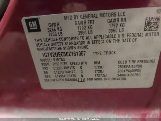 1GTV2UEC5EZ161067 GMC Sierra 1500 Sle