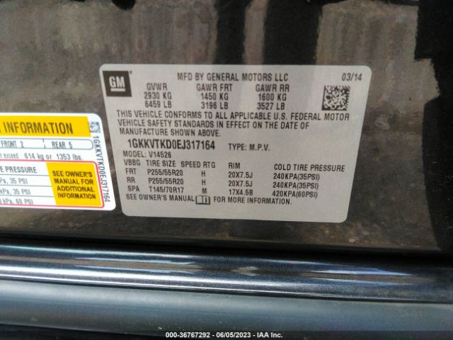 1GKKVTKD0EJ317164 GMC Acadia Denali