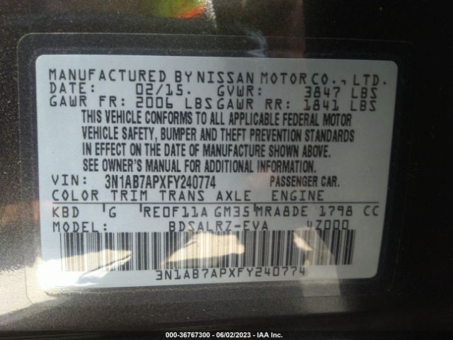 3N1AB7APXFY240774 Nissan SENTRA SR