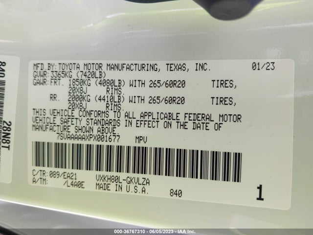 2023 Toyota Sequoia, VIN: 7SVAAAAAXPX001677