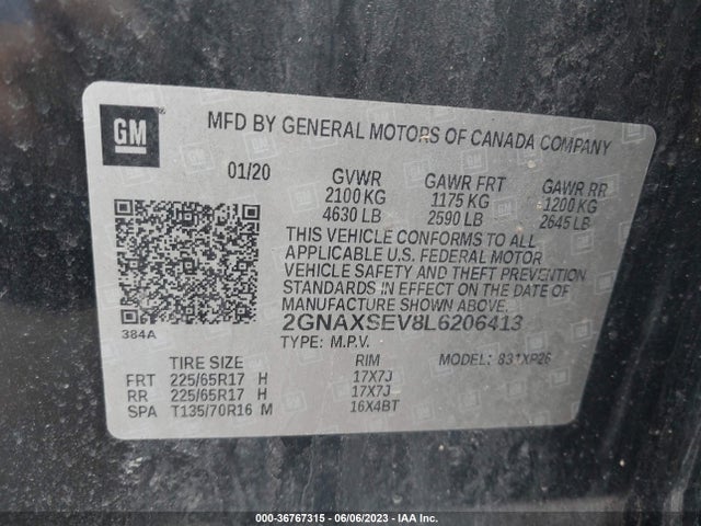 Chevrolet EQUINOX LS 2020 2GNAXSEV8L6206413 Image 10