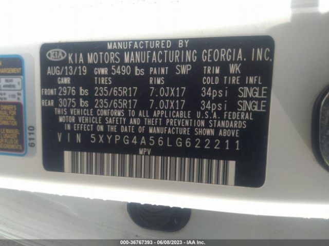 5XYPG4A56LG622211 KIA Sorento Lx V6