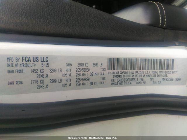 1C4RDHEGXFC857613 Dodge Durango Citadel