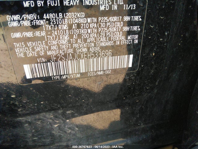 Subaru Forester 2.5i Limited 2014 JF2SJAJCXEH533696 Image 9