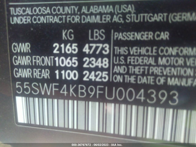 55SWF4KB9FU004393 Mercedes-Benz C-class C 300