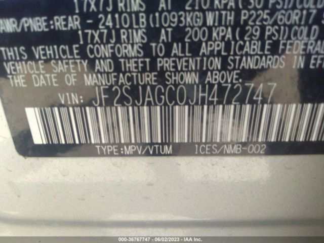 JF2SJAGC0JH472747 Subaru Forester Premium