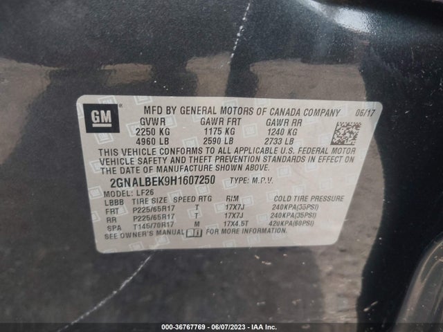 Chevrolet EQUINOX LS 2017 2GNALBEK9H1607250 Image 9