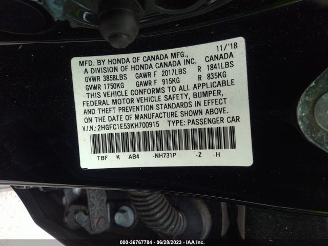 Honda CIVIC SI SEDAN 2019 2HGFC1E53KH700915 Image 9