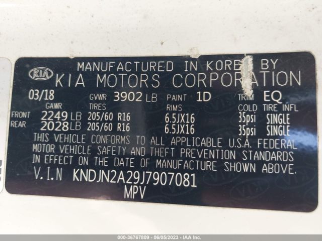KNDJN2A29J7907081 KIA Soul Base