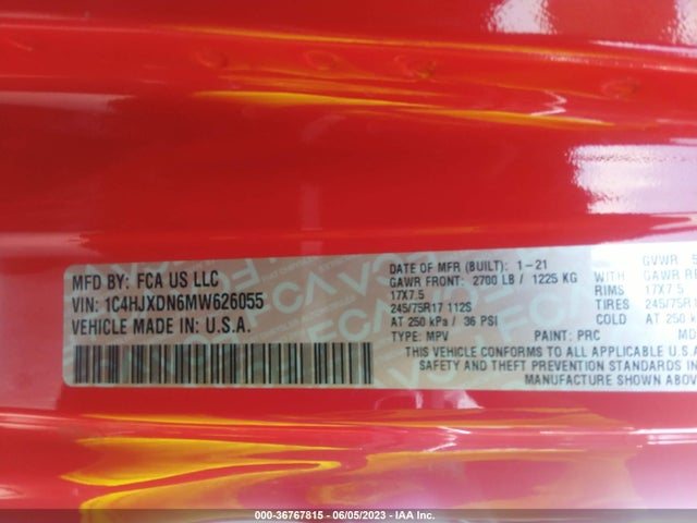 1C4HJXDN6MW626055 Jeep Wrangler Unlimited Sport S